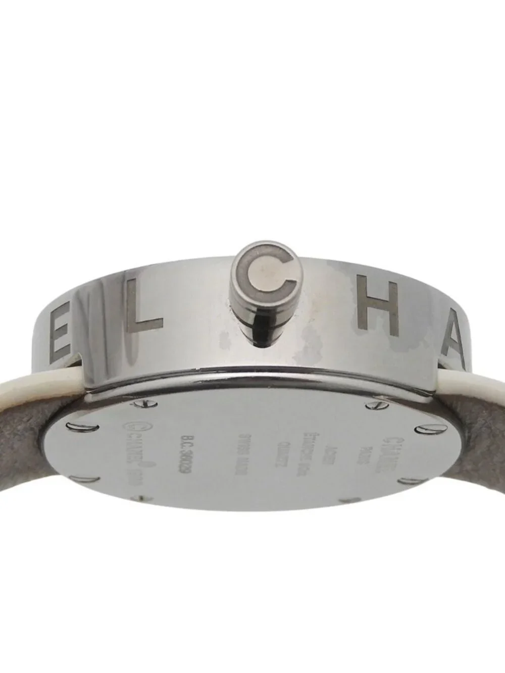 Chanel la Ronde Stainless Steel Leather Quartz Analog Display White Dial Watch